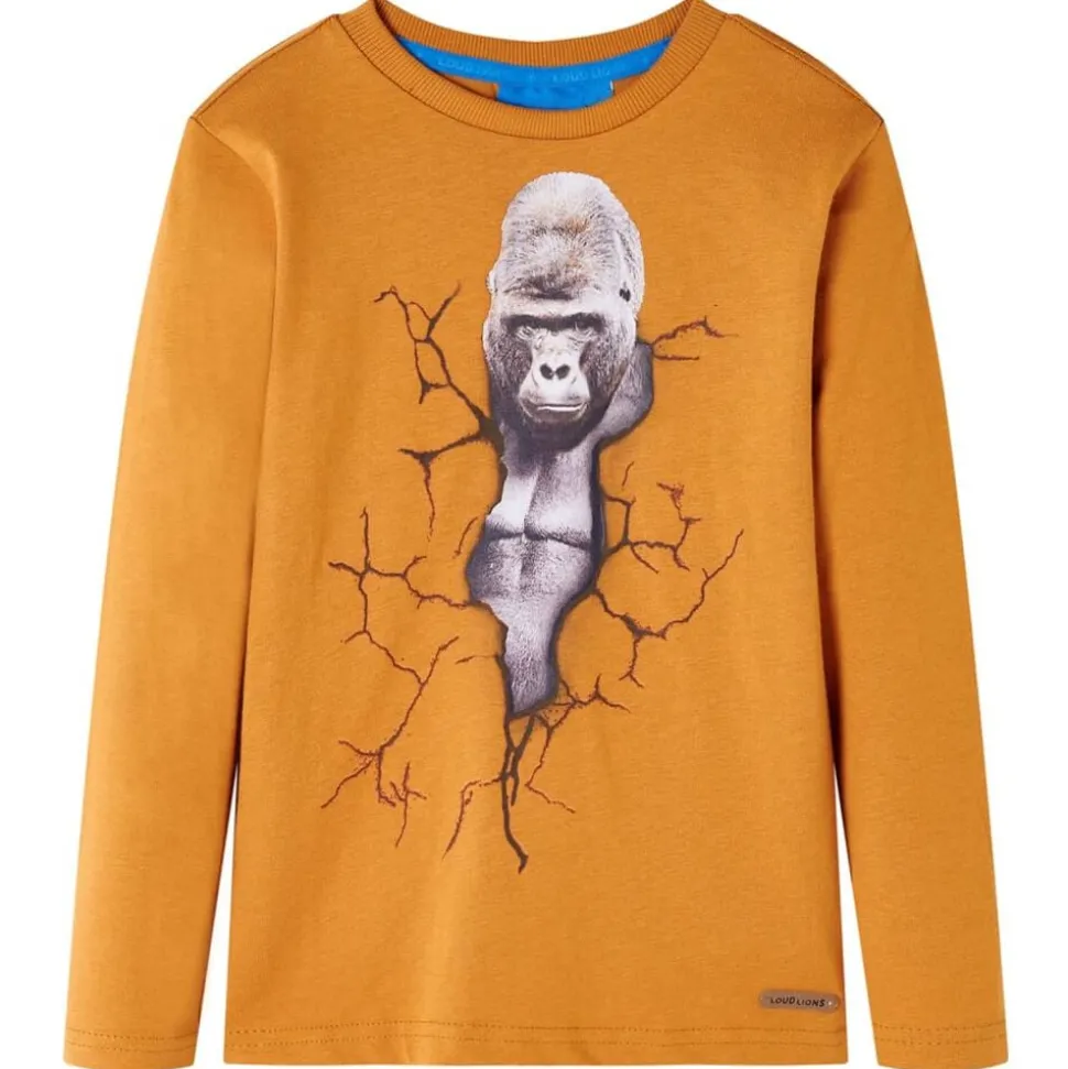 Kindershirt met lange mouwen 104 donkerokerkleurig