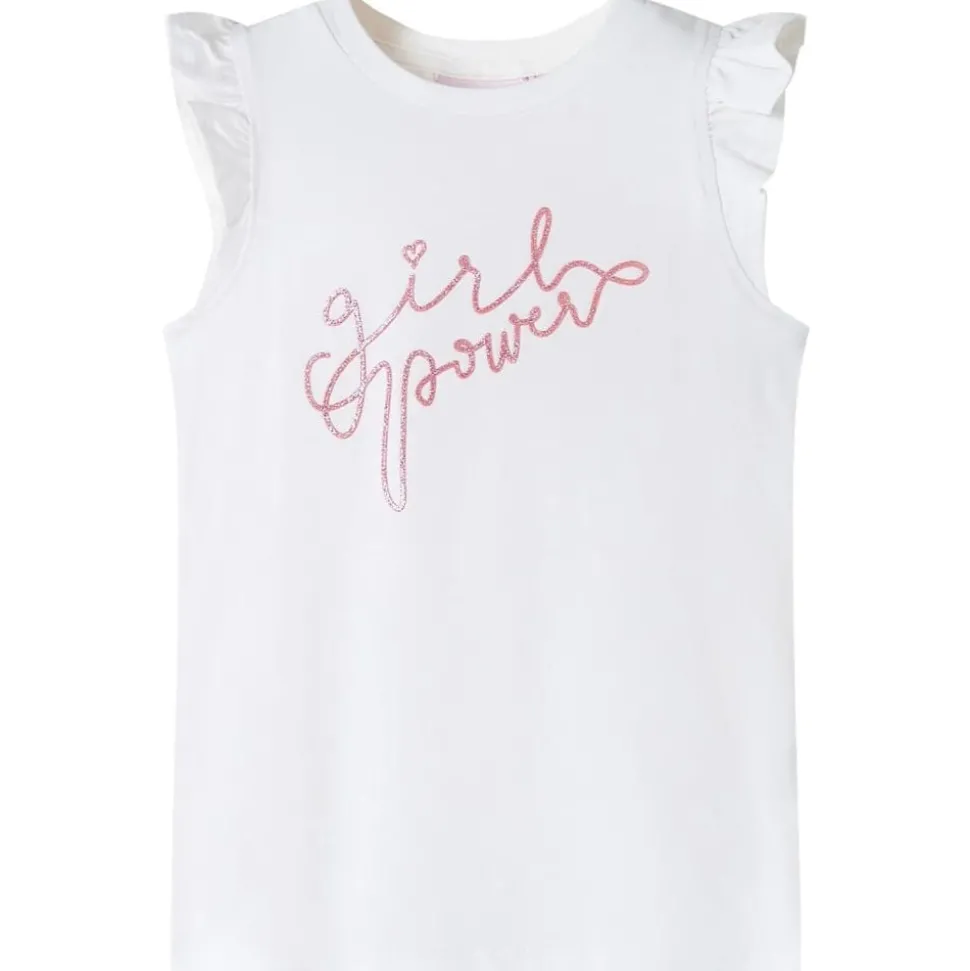 Kindershirt met ruches aan de mouwen 140 ecru