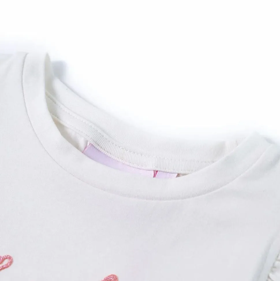 Kindershirt met ruches aan de mouwen 140 ecru
