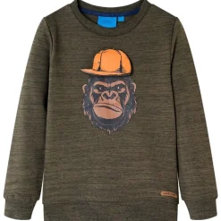 Kindertrui 104 gemêleerd donkerkakikleurig