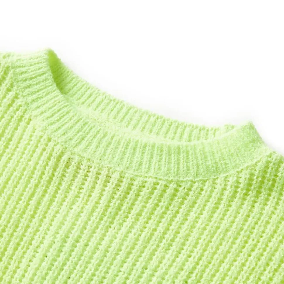 Kindertrui gebreid 116 neongeel
