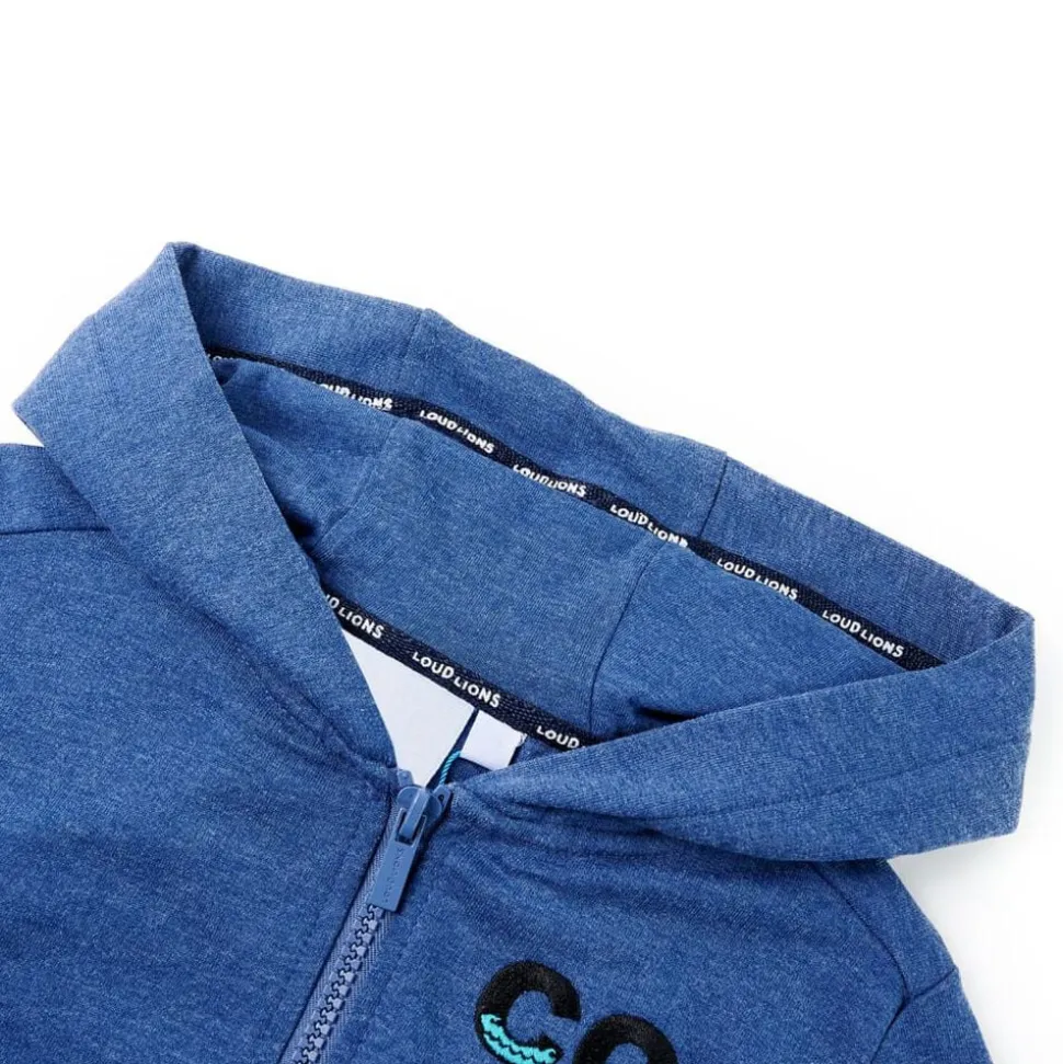 Kindervest met capuchon en rits 92 gemêleerd donkerblauw