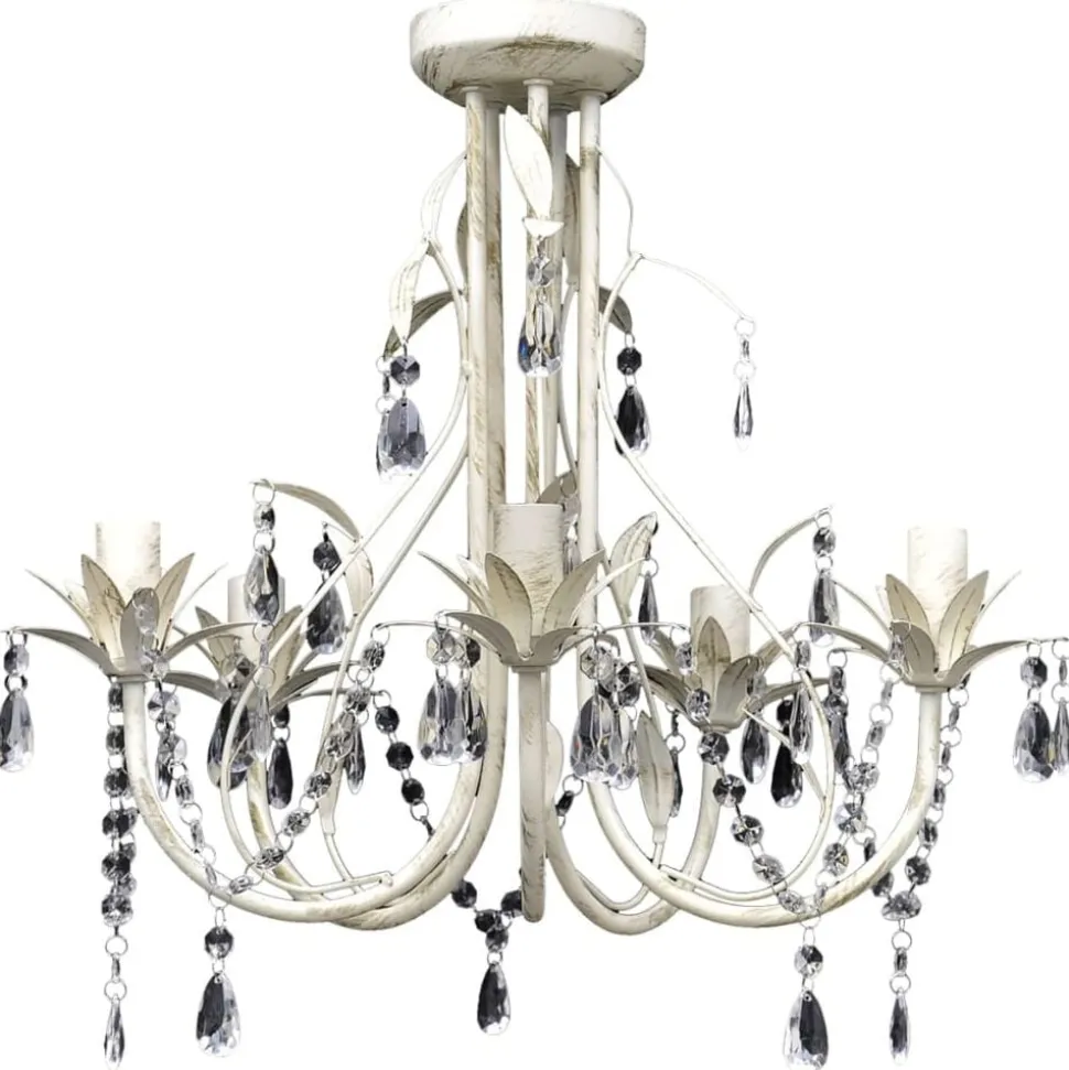 Kristallen kroonluchter met wit elegant design (5 lampen)