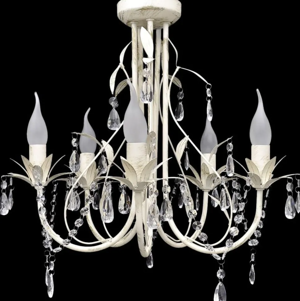 Kristallen kroonluchter met wit elegant design (5 lampen)