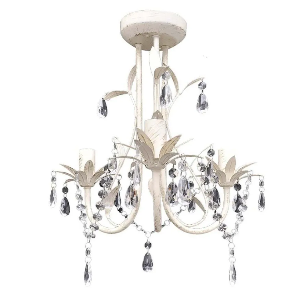 Kristallen kroonluchter met wit elegant design (3 lampen)
