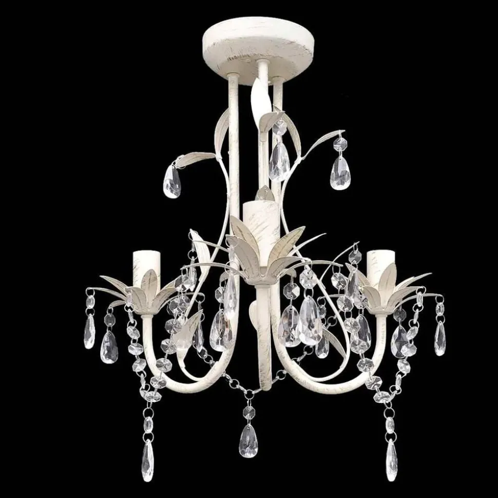 Kristallen kroonluchter met wit elegant design (3 lampen)