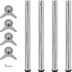 Tafelpoten in hoogte verstelbaar chroom 710 mm 4 st