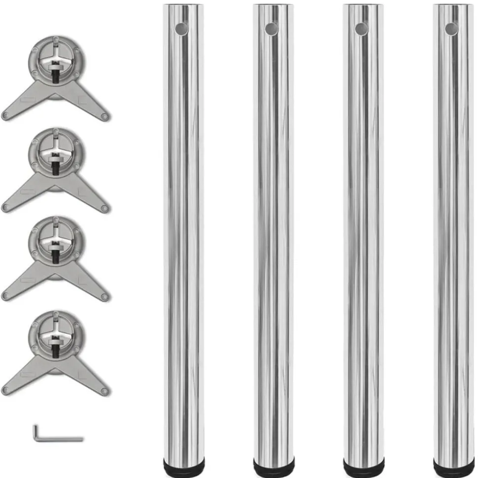 Tafelpoten in hoogte verstelbaar chroom 710 mm 4 st