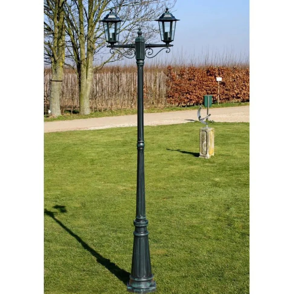 Tuinlantaarn Preston 2-arms 215 cm donkergroen
