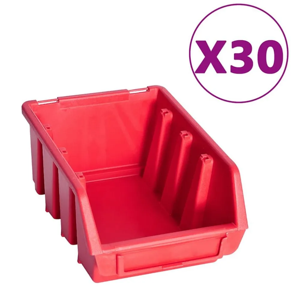 vidaXL 136 -delige Opslagbakkenset met wandpanelen rood en zwart