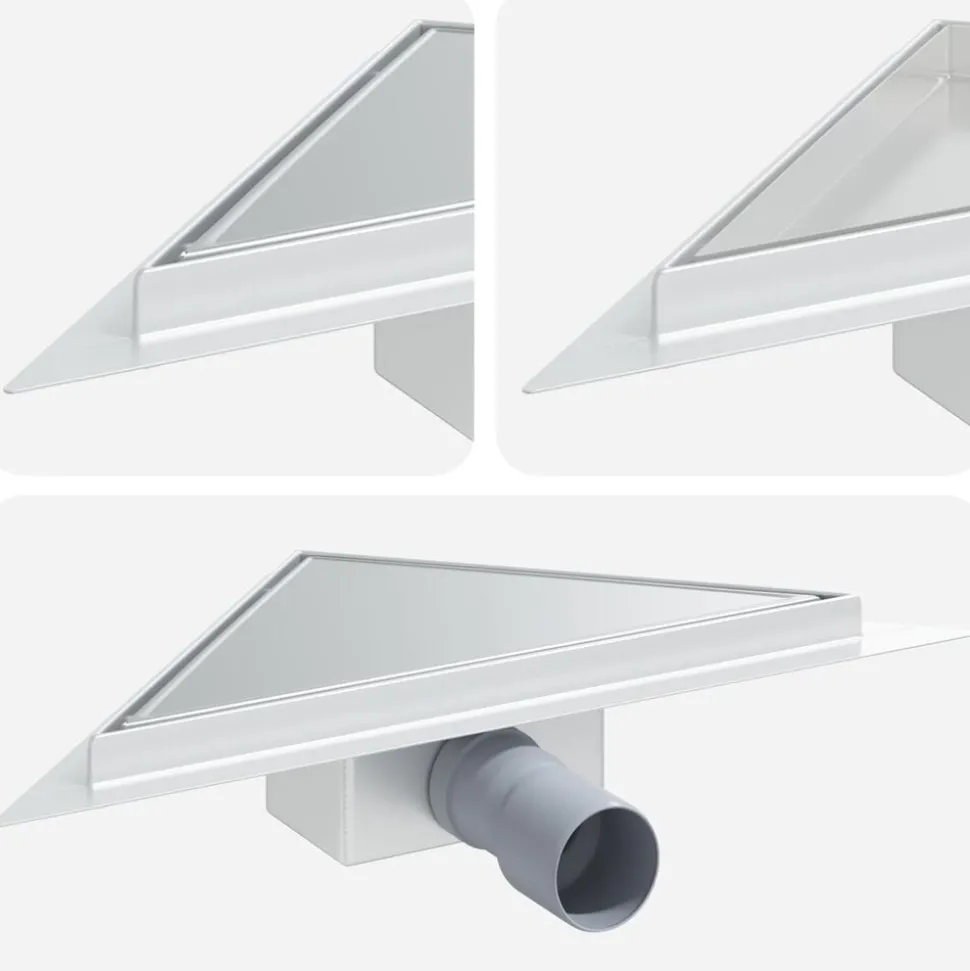 vidaXL 2 in 1 Driehoek Doucheafvoer Zilver 32 x 32 x 7,5 cm