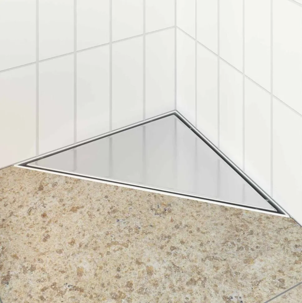 vidaXL 2 in 1 Driehoek Doucheafvoer Zilver 32 x 32 x 7,5 cm
