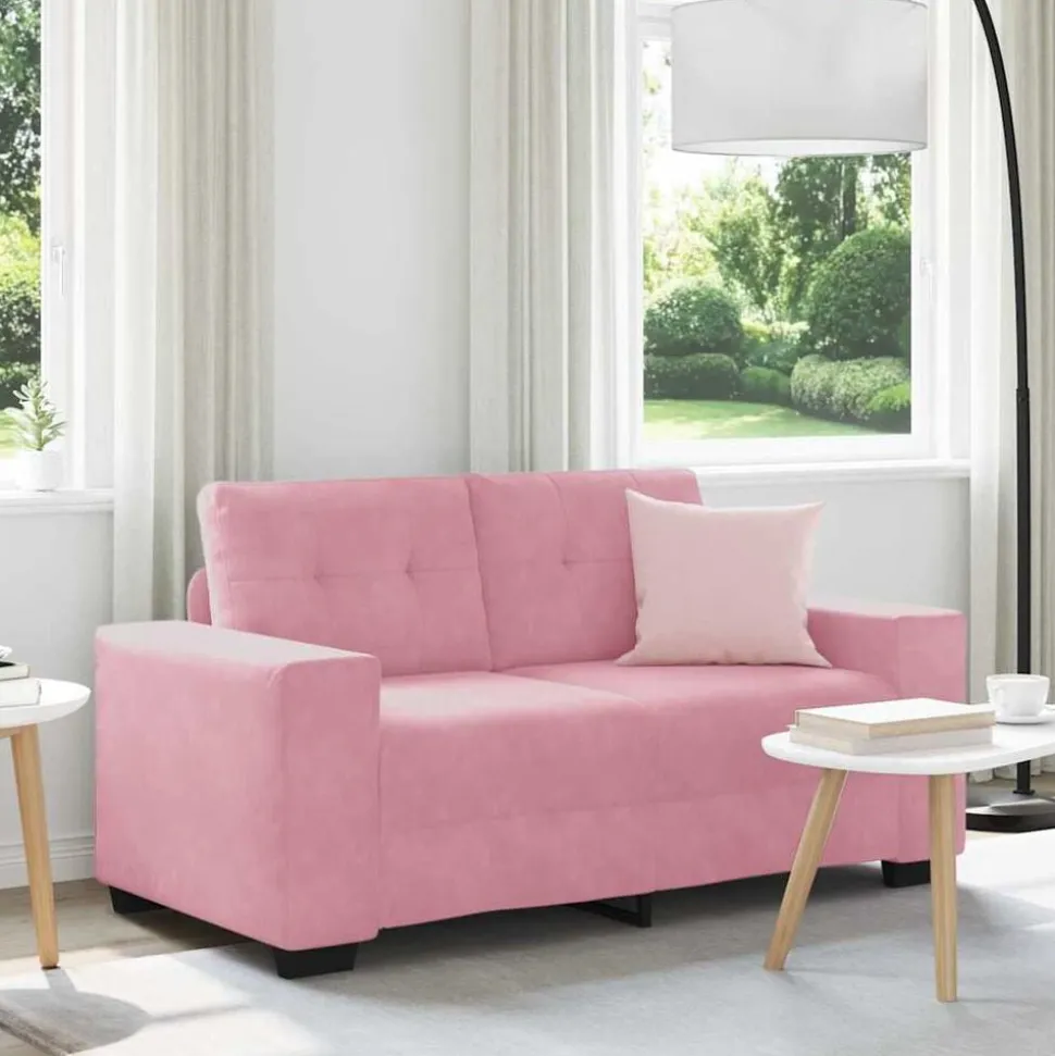 vidaXL | Loveseat | met kussen Roze Fluweel