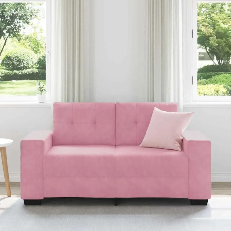 vidaXL | Loveseat | met kussen Roze Fluweel