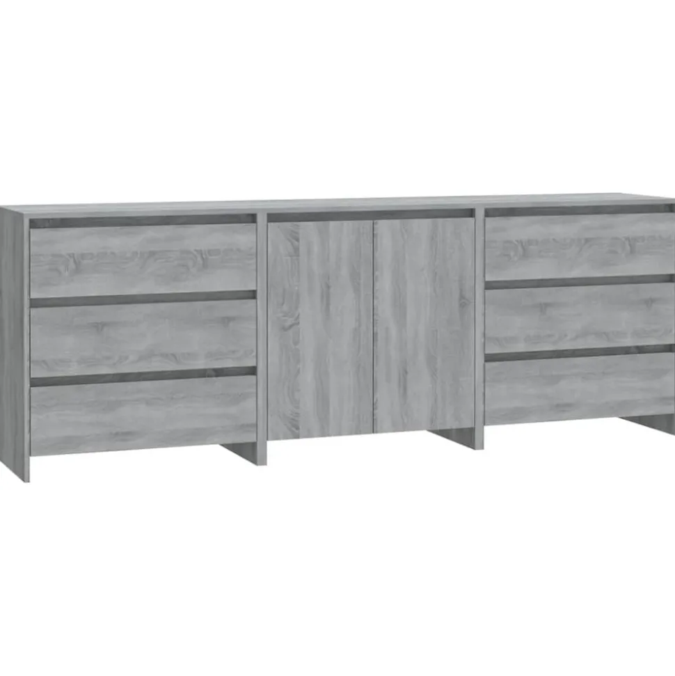 vidaXL 3 st Dressoirs bewerkt hout grijs sonoma eikenkleurig