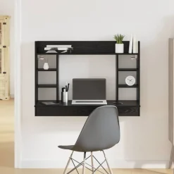 vidaXL Aan de muur bevestigd bureau Zwart eiken 105 x 48 x 75 cm