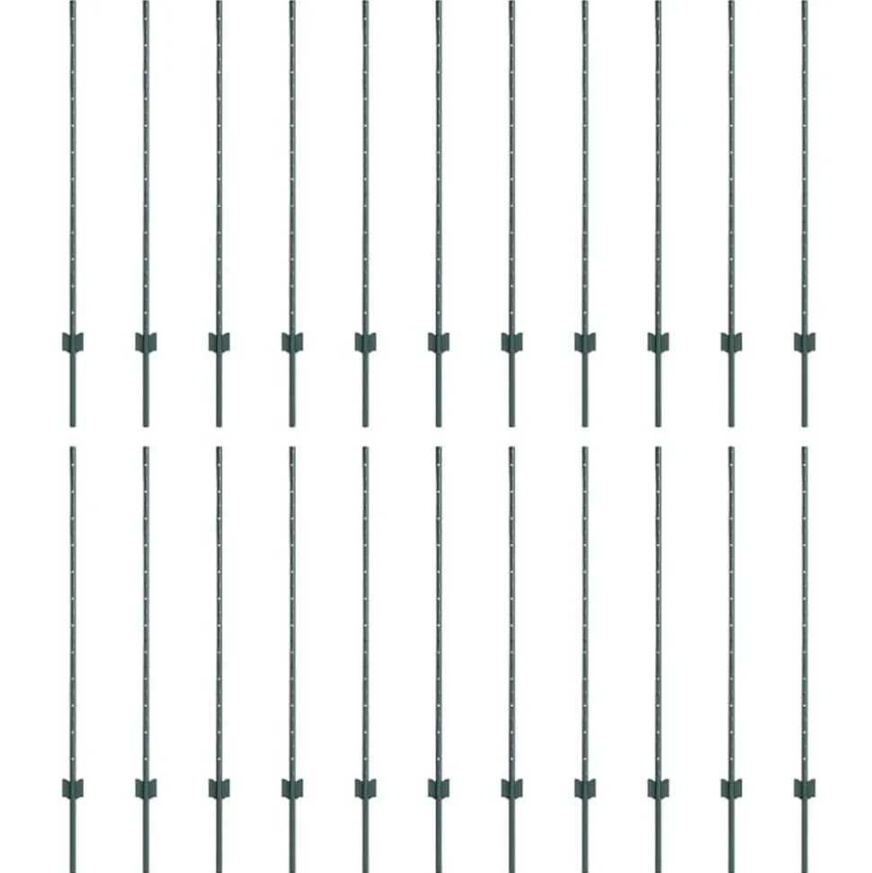 vidaXL Afrasteringspaal 22 pcs Groen 160 cm Staal