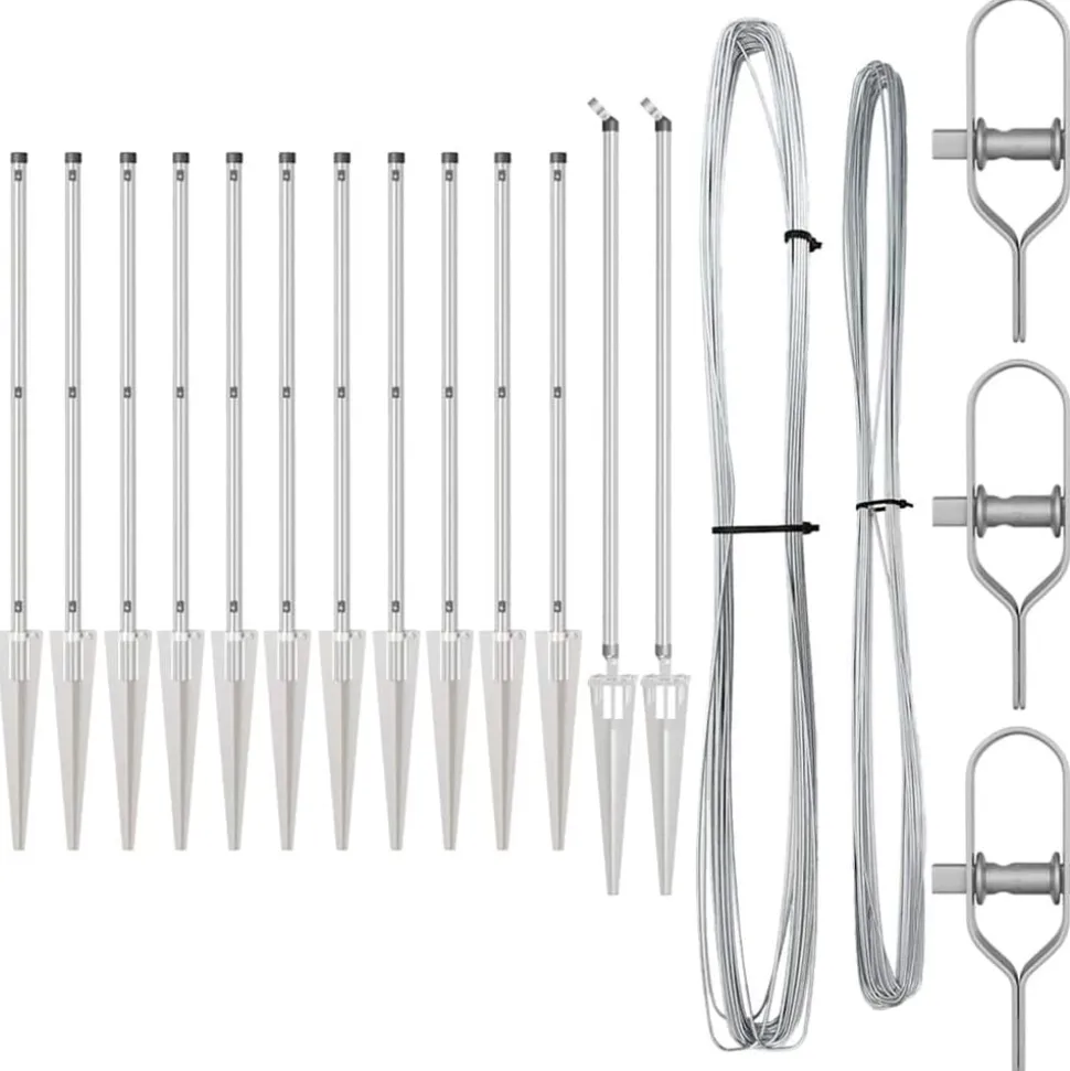 vidaXL Afrasteringspaal 13 pcs Zilver Staal