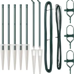 vidaXL Afrasteringspaal 7 pcs Groen Staal
