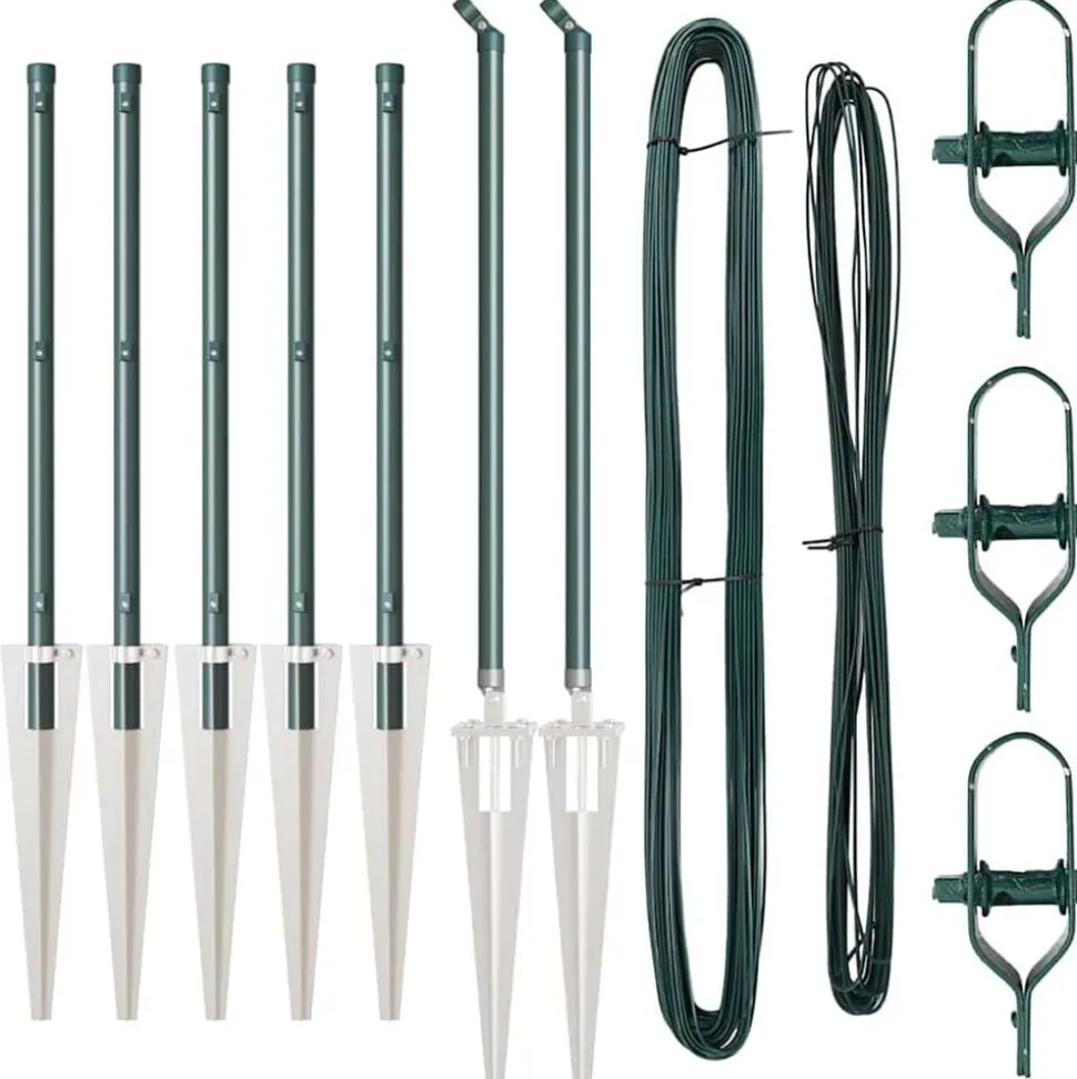 vidaXL Afrasteringspaal 7 pcs Groen Staal