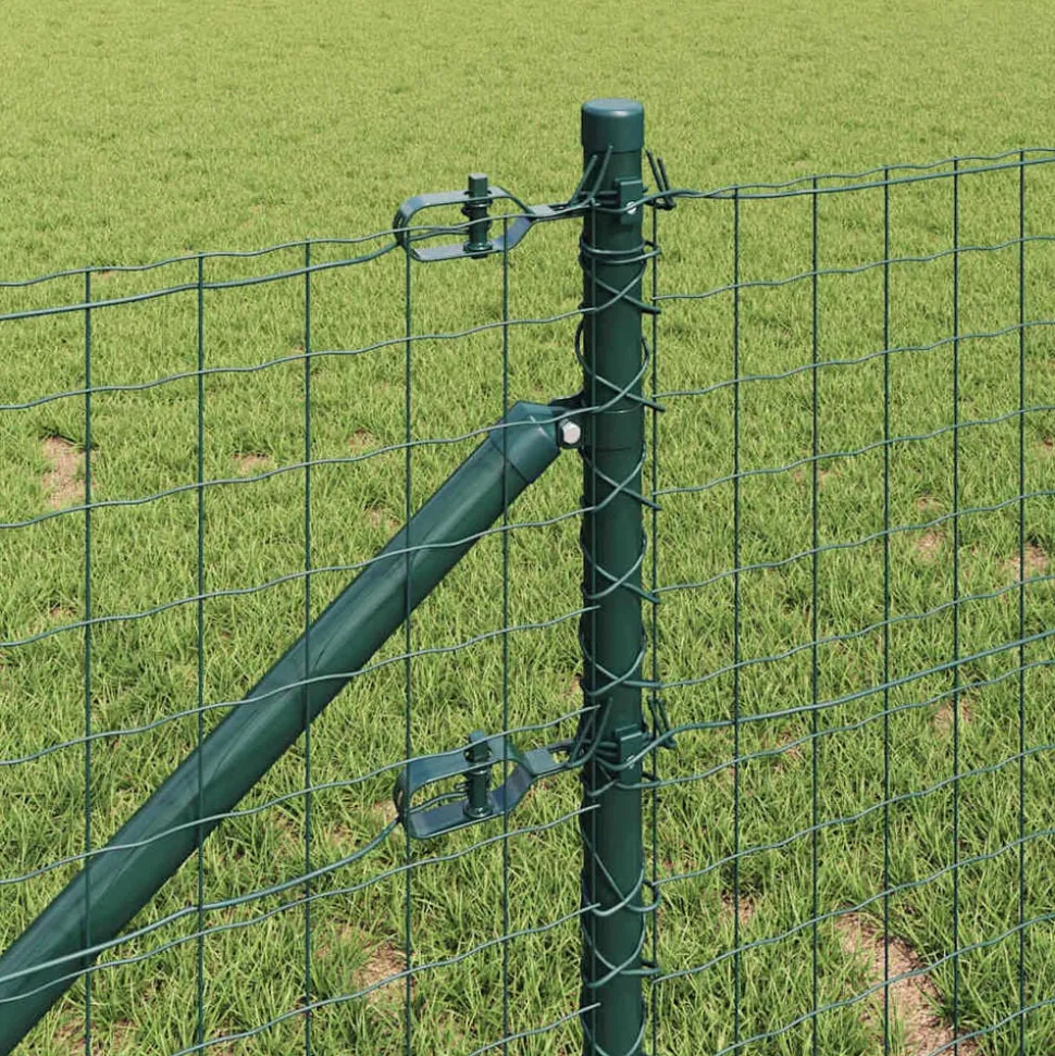 vidaXL Afrasteringspaal 7 pcs Groen Staal