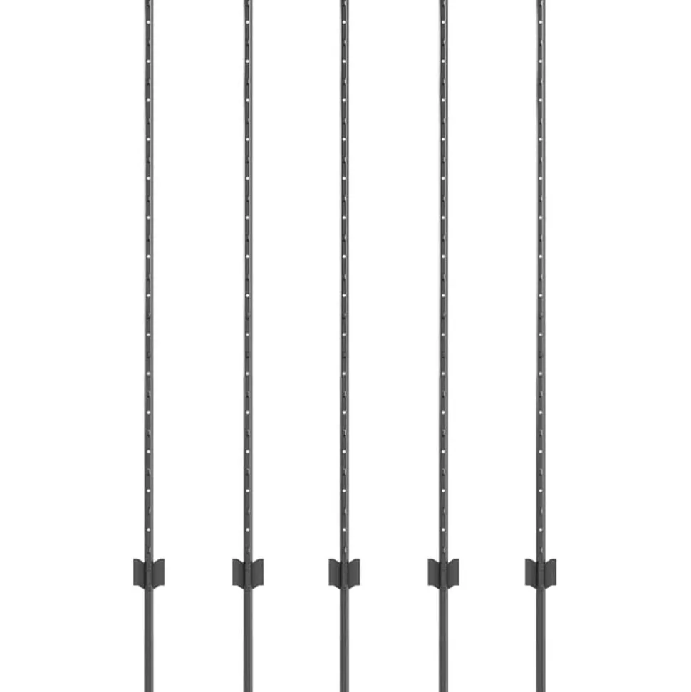 vidaXL Afrasteringspaal 5 pcs Grijs 140 cm Staal