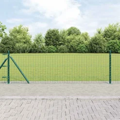 vidaXL Afrasteringspaal 13 pcs Groen Staal