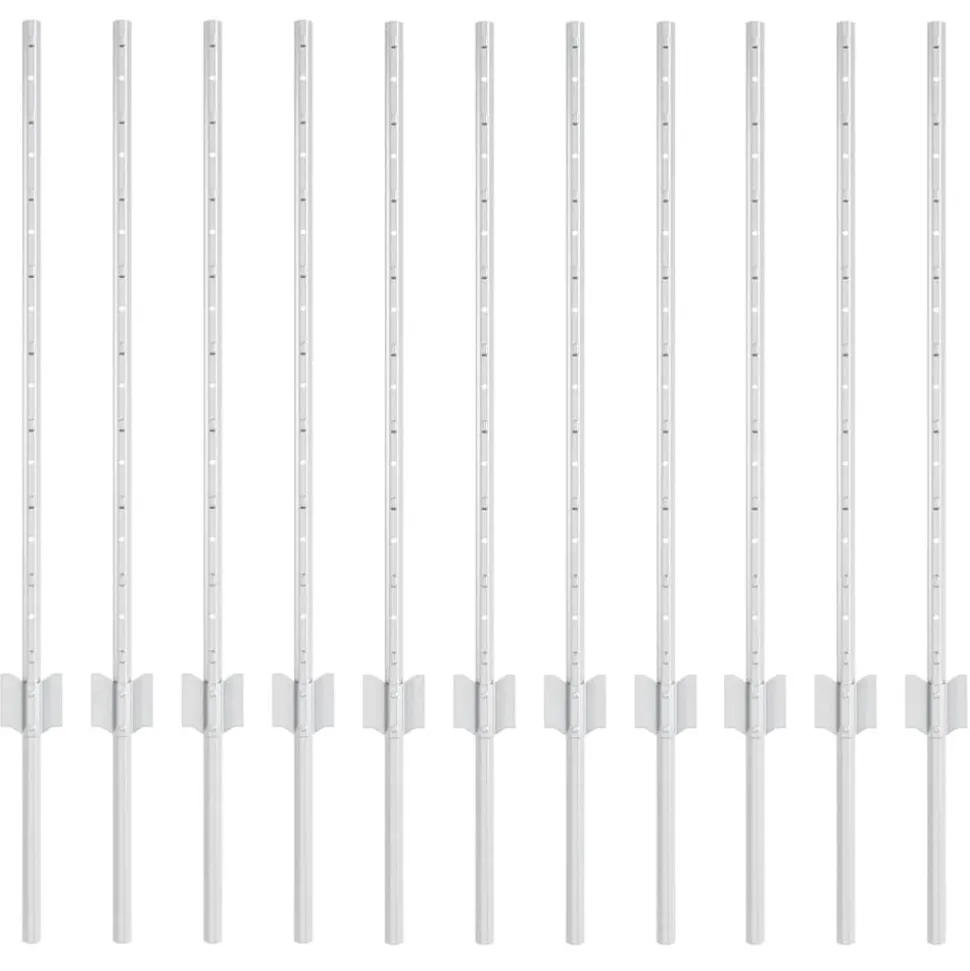 vidaXL Afrasteringspaal 11 pcs Zilver 80 cm Staal