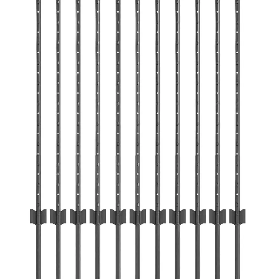 vidaXL Afrasteringspaal 11 pcs Grijs 100 cm Staal
