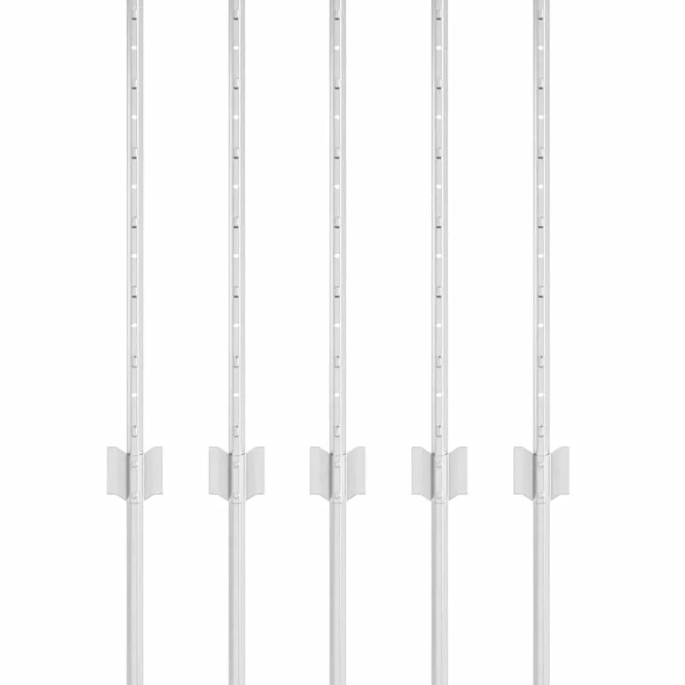 vidaXL Afrasteringspaal 5 pcs Zilver 60 cm Staal
