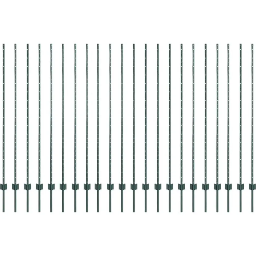vidaXL Afrasteringspaal 22 pcs Groen 200 cm Staal