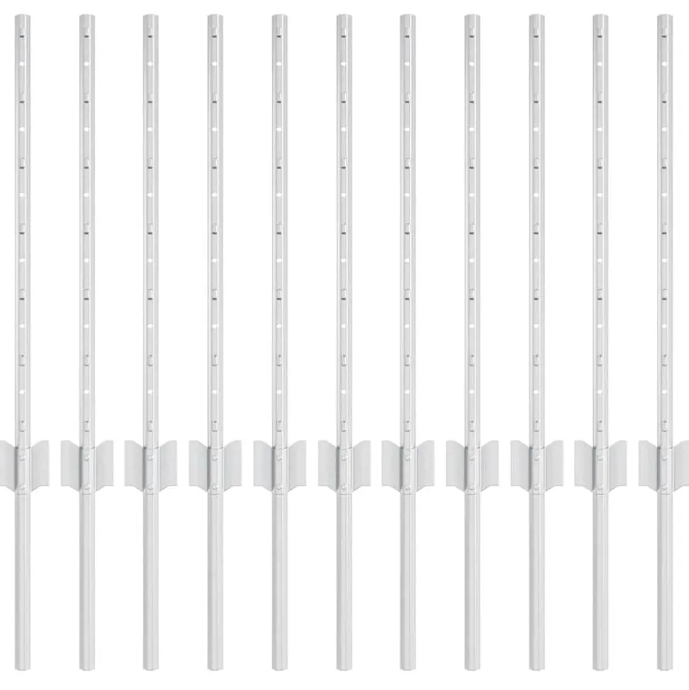 vidaXL Afrasteringspaal 11 pcs Zilver 60 cm Staal
