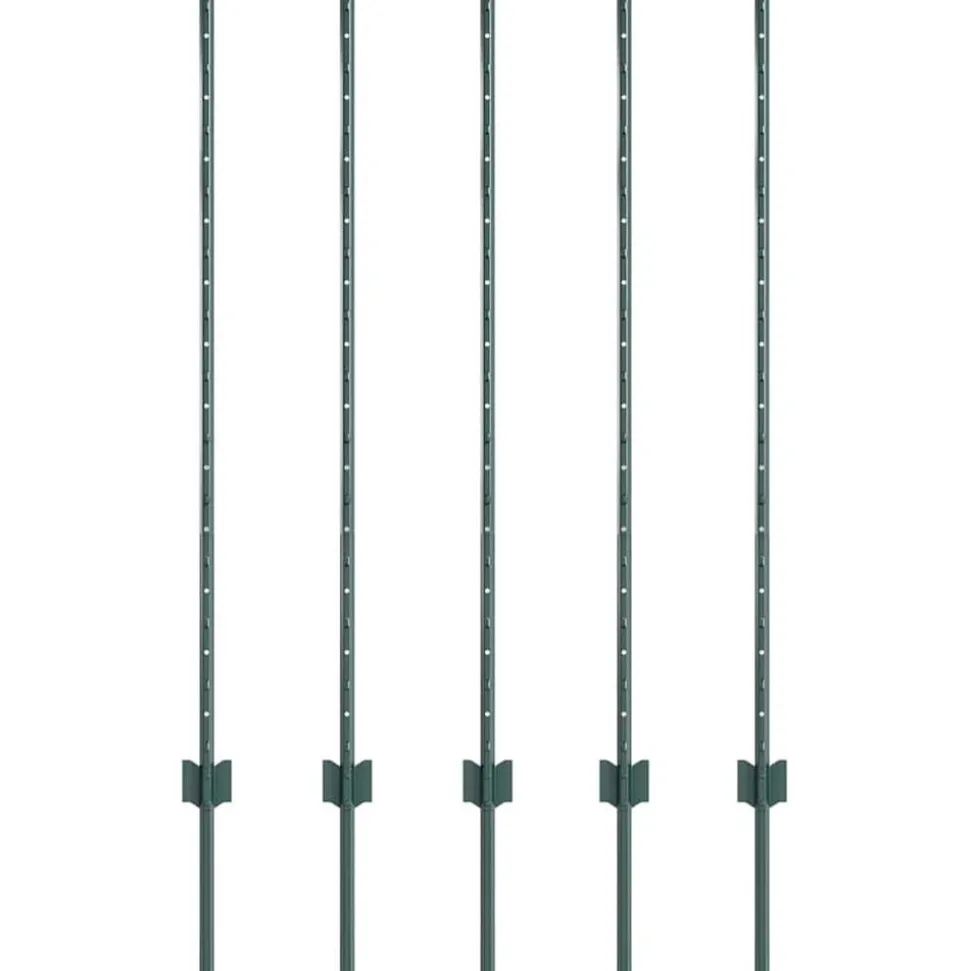 vidaXL Afrasteringspaal 5 pcs Groen 120 cm Staal