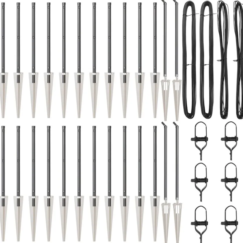 vidaXL Afrasteringspaal 26 pcs Grijs 3,2 x 3,2 x 105 cm