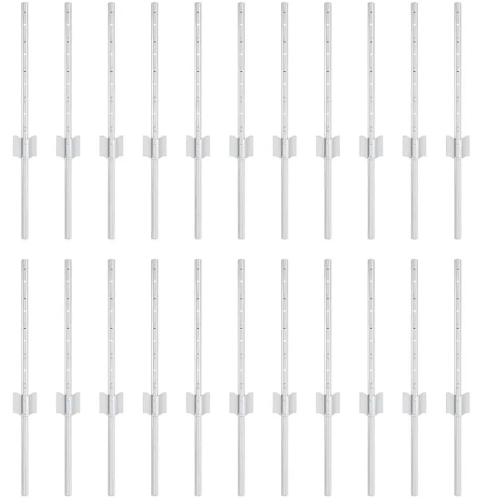 vidaXL Afrasteringspaal 22 pcs Zilver 80 cm Staal