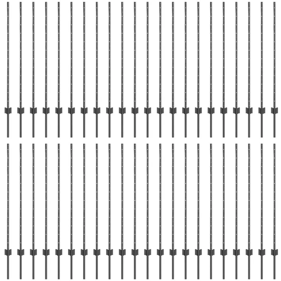 vidaXL Afrasteringspaal 44 pcs Grijs 160 cm Staal