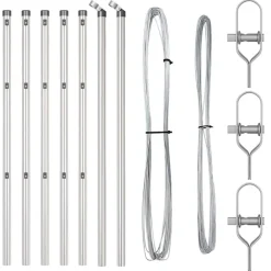 vidaXL Afrasteringspaal 7 pcs Zilver Staal