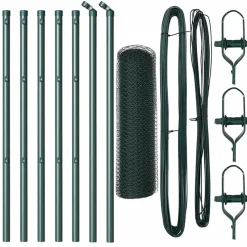 vidaXL Afrasteringspaal Groen 10 x 0,4 m (13 mm gaas) Staal en PVC
