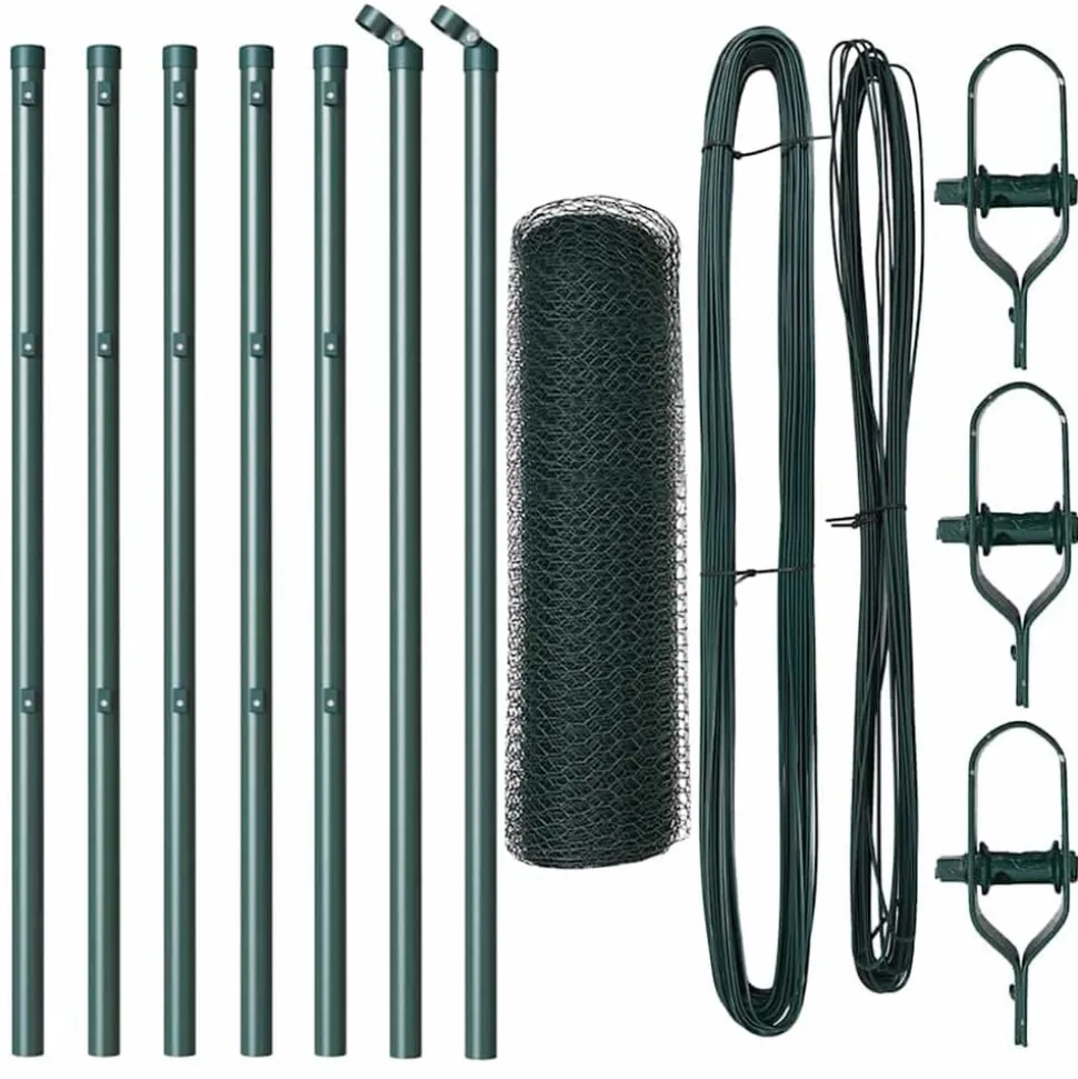 vidaXL Afrasteringspaal Groen 10 x 0,4 m (13 mm gaas) Staal en PVC