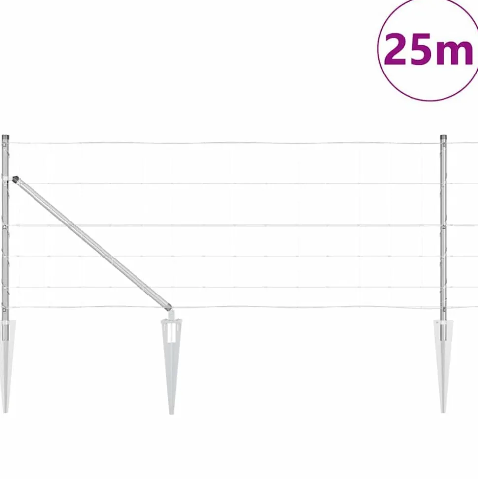 vidaXL Afrasteringspaal Gegalvaniseerd 25 x 0,8 m Staal