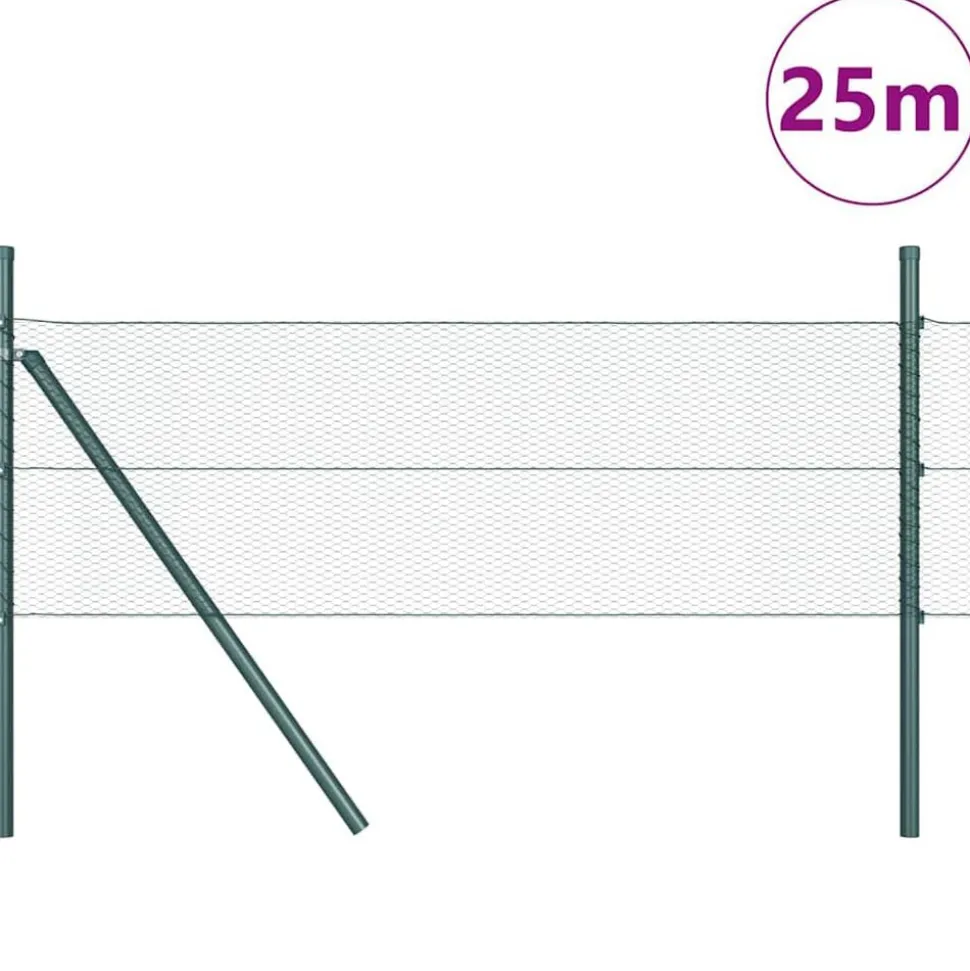 vidaXL Afrasteringspaal Groen 25 x 0,5 m (13 mm gaas) Staal