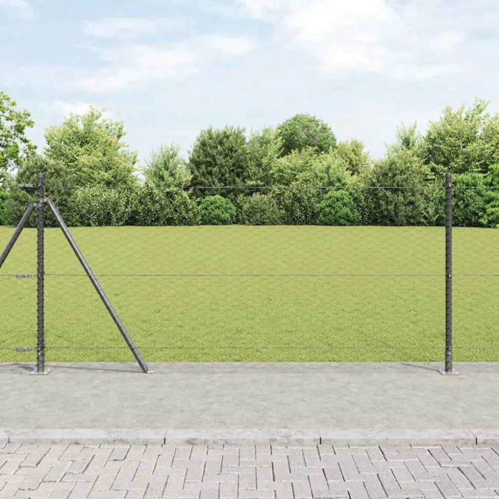 vidaXL Afrasteringspaal Grijs 10 x 0,8 m (36 mm gaas) Staal en PVC