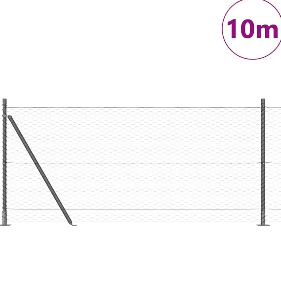 vidaXL Afrasteringspaal Grijs 10 x 0,8 m (36 mm gaas) Staal en PVC