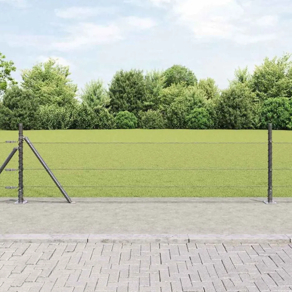vidaXL Afrasteringspaal Grijs 100 x 0,5 m (13 mm gaas) Staal en PVC