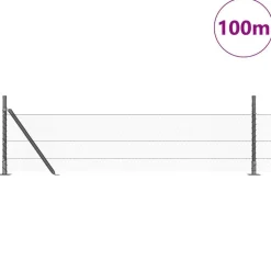 vidaXL Afrasteringspaal Grijs 100 x 0,5 m (13 mm gaas) Staal en PVC