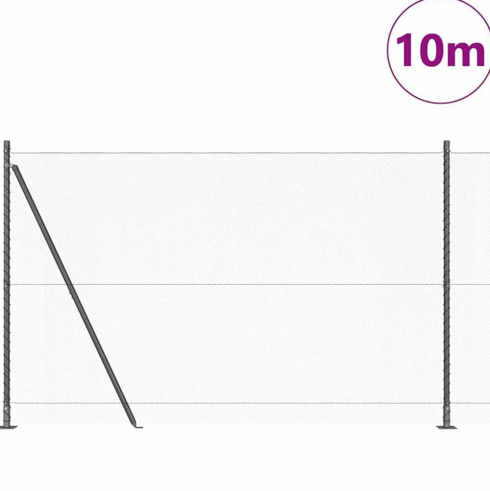 vidaXL Afrasteringspaal Grijs 10 x 1,5 m (13 mm gaas) Staal en PVC