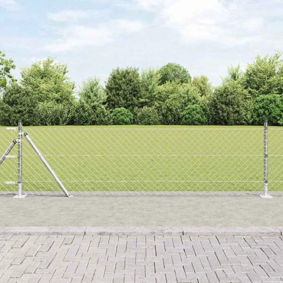 vidaXL Afrasteringspaal Zilver 10 x 0,4 m (40 x 40 mm gaas) Staal