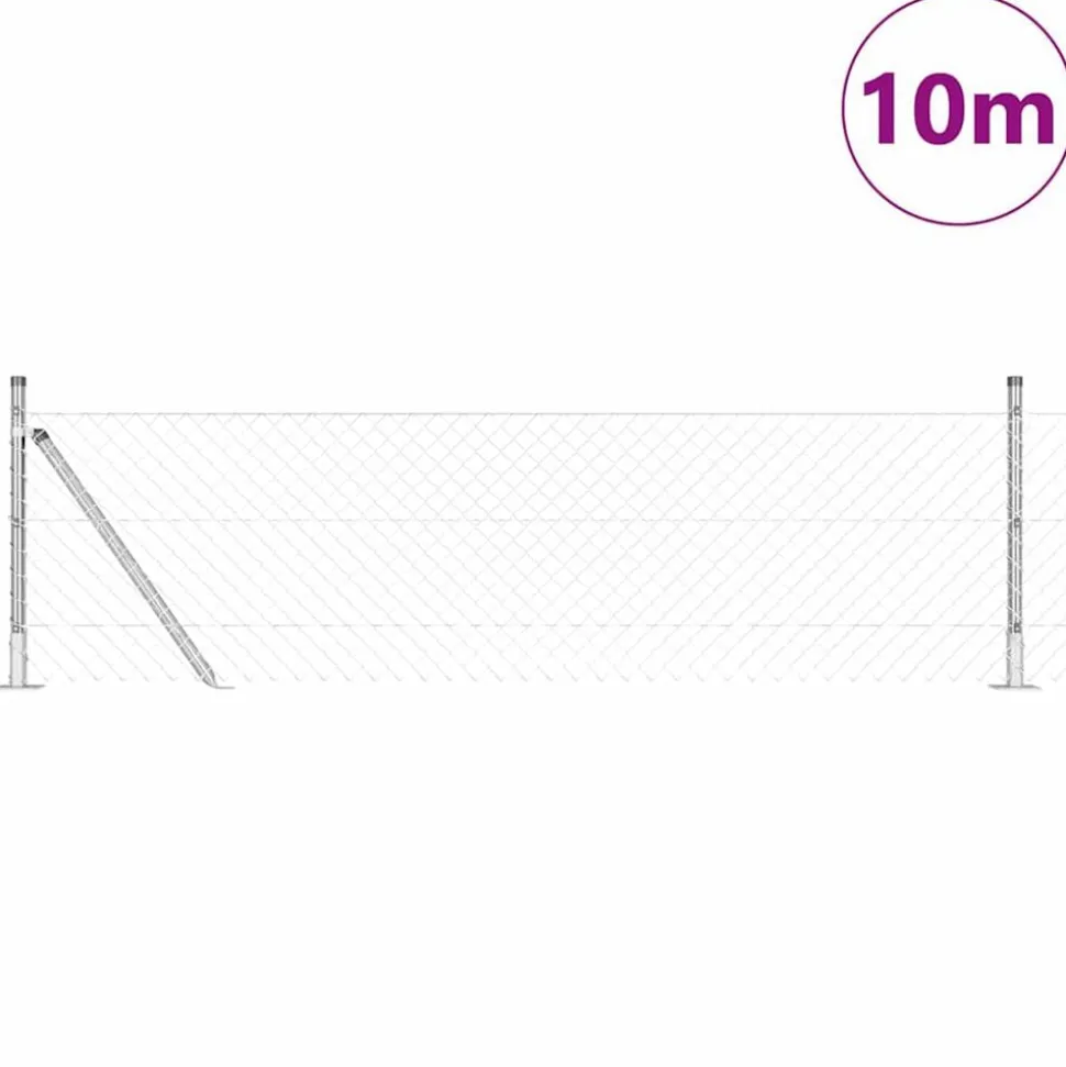 vidaXL Afrasteringspaal Zilver 10 x 0,4 m (40 x 40 mm gaas) Staal
