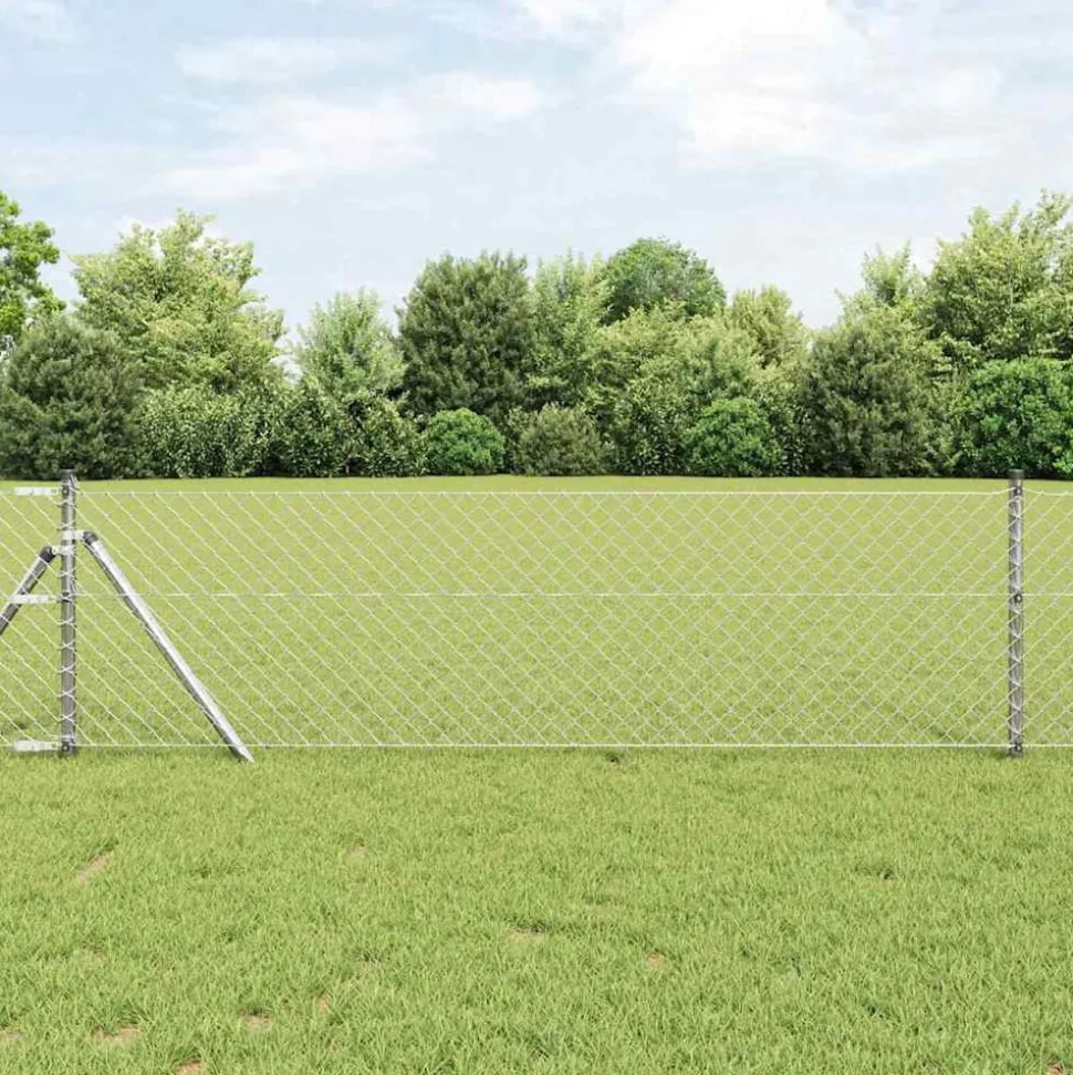 vidaXL Afrasteringspaal Zilver 10 x 0,4 m (40 x 40 mm gaas) Staal