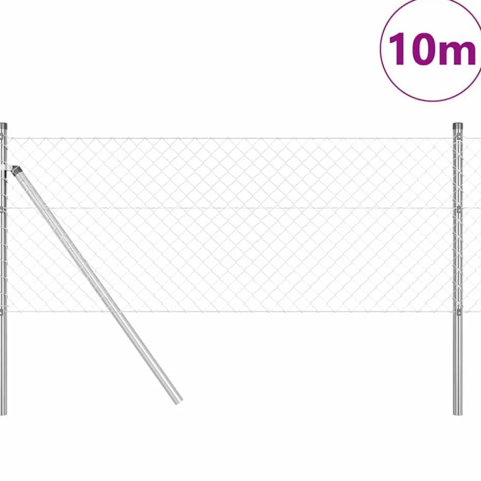 vidaXL Afrasteringspaal Zilver 10 x 0,4 m (40 x 40 mm gaas) Staal